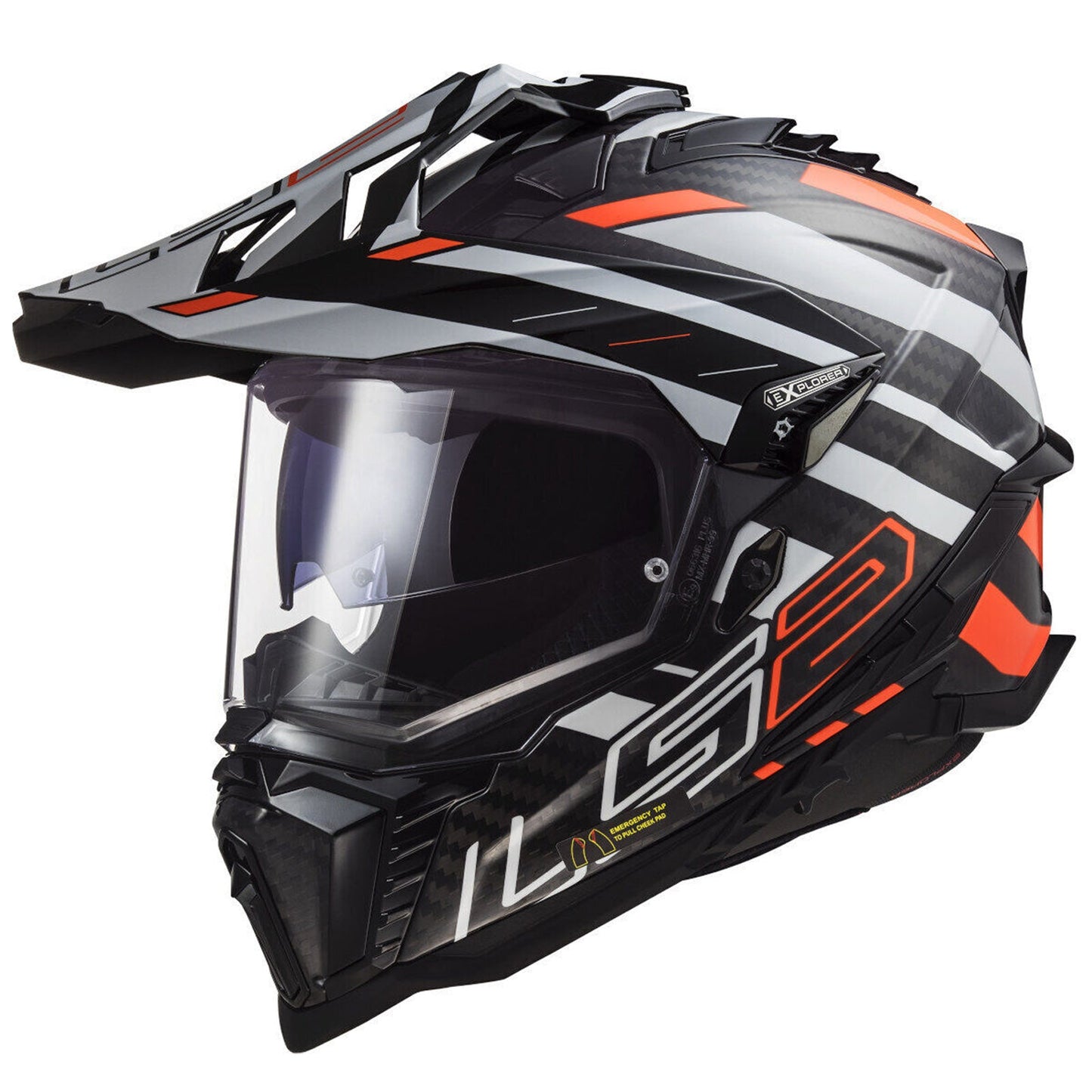 Riderwear | LS2 MX701 EXPLORER Carbon Helmet - Edge Black Orange