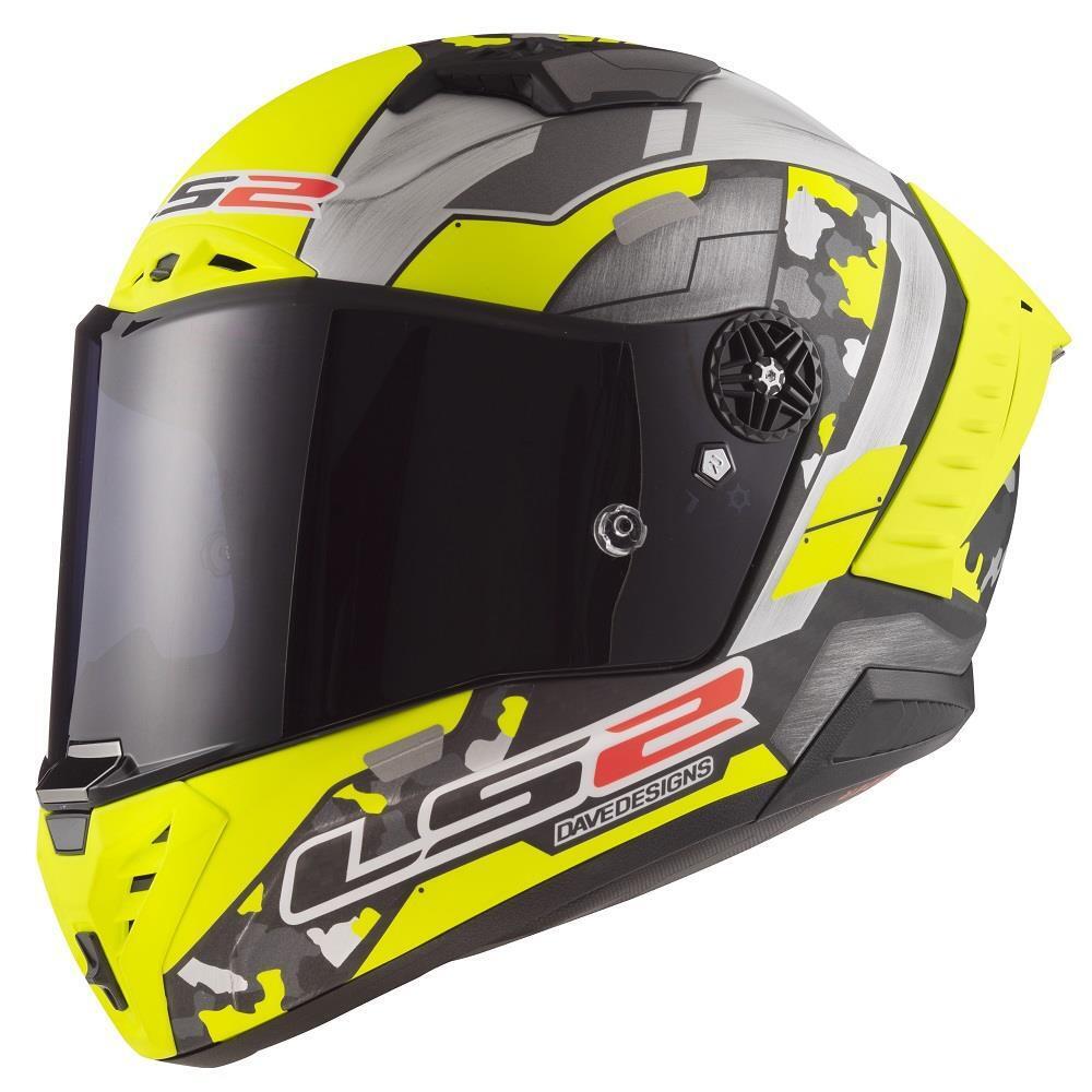 LS2 FF805 THUNDER CARBON RACING HELMET- SPACE YELLOW GREY