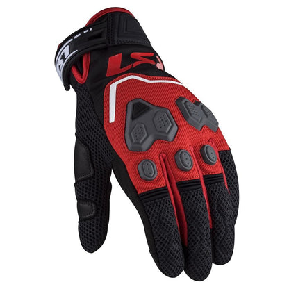LS2 VEGA SHORT SUMMER GLOVES - BLACK RED
