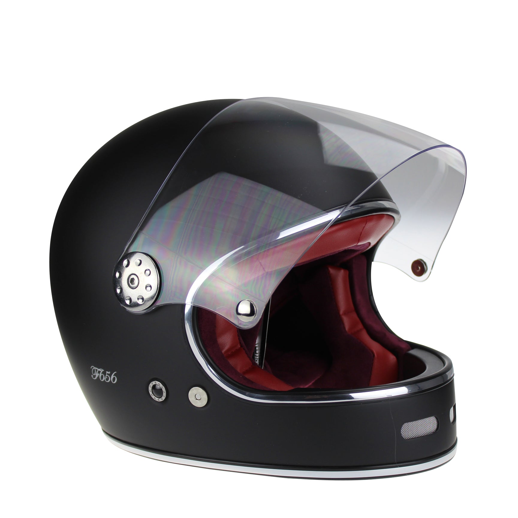 VPR.303 F656 FIBERGLASS FULL FACE RETRO HELMET - MATT BLACK