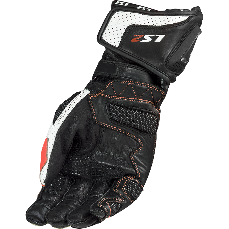LS2 SWIFT LEATHER GLOVES - BLACK WHITE RED
