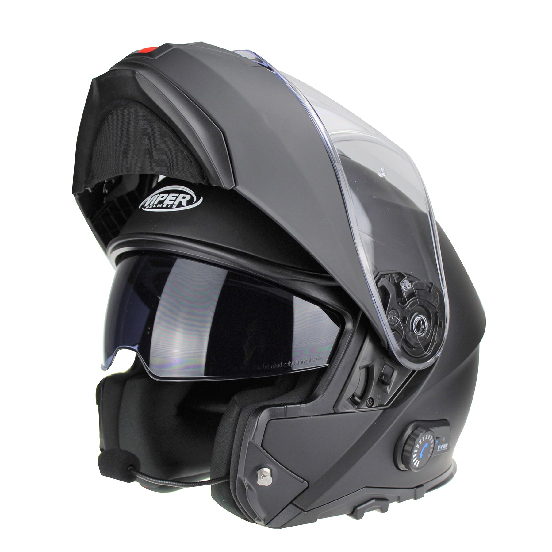 VIPER V191 FLIP-FRONT BLUETOOTH HELMET-MATT BLACK