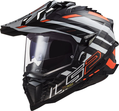 Riderwear | LS2 MX701 EXPLORER Carbon Helmet - Edge Black Orange