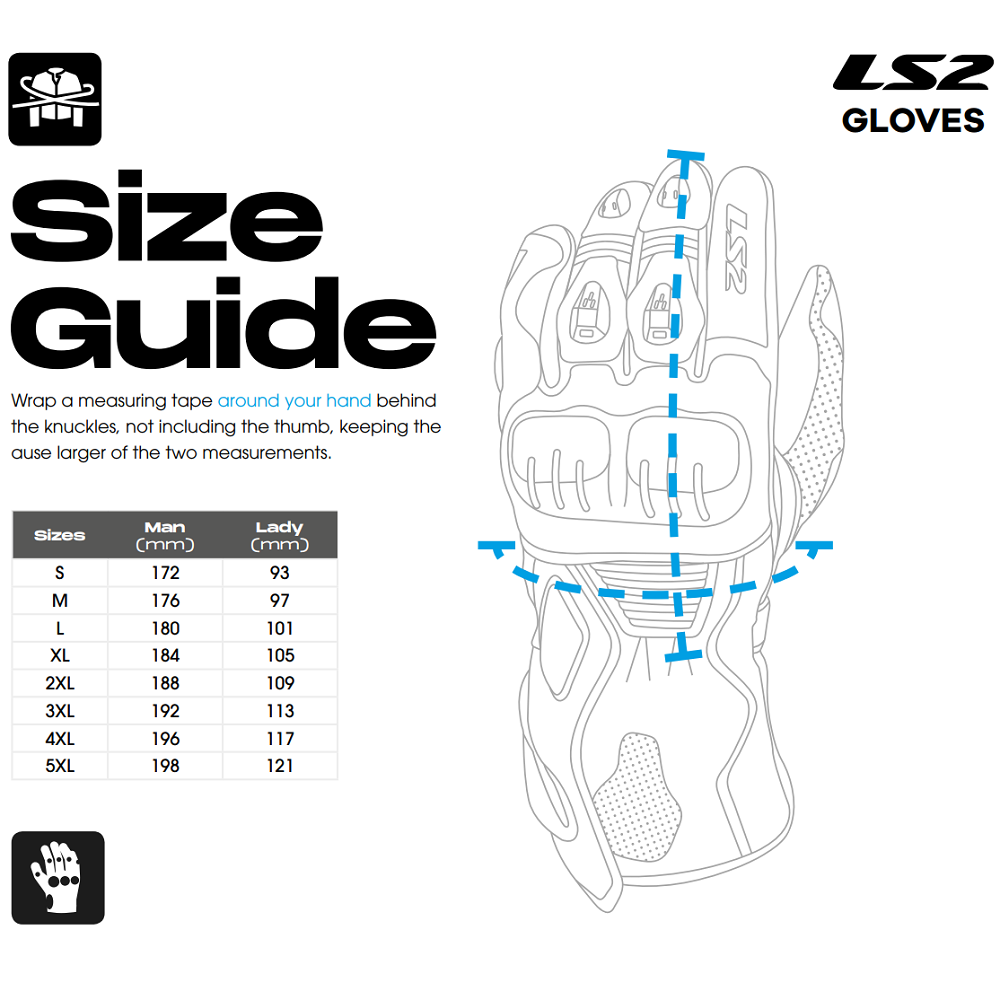 LS2 ALL TERRAIN MAN GLOVES - BLACK BLUE