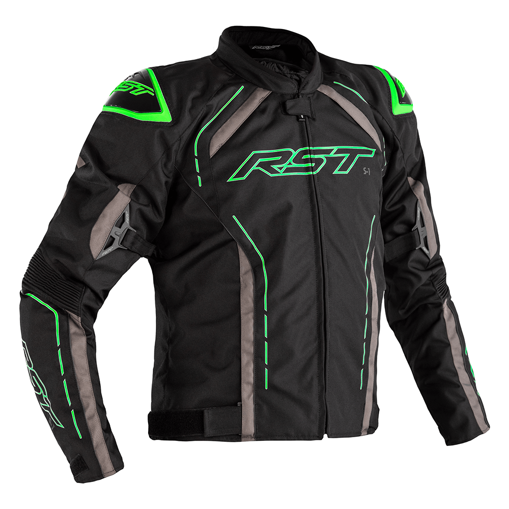 S1 CE MENS TEXTILE JACKET - NEON GREEN