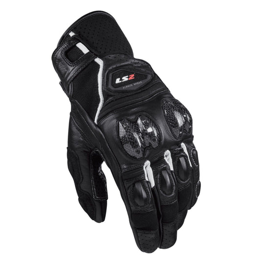 LS2 SPARK 2 LEATHER MAN GLOVES - BLACK WHITE