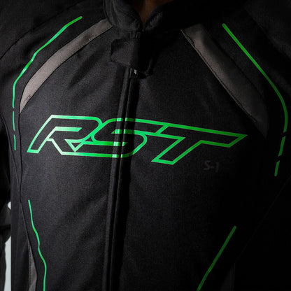 S1 CE MENS TEXTILE JACKET - NEON GREEN