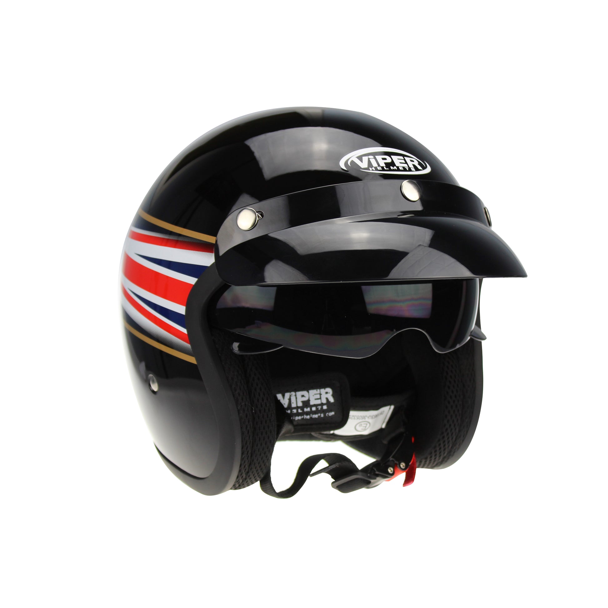 VIPER RSV06 OPEN FACE HELMET - BLACK - UNION JACK