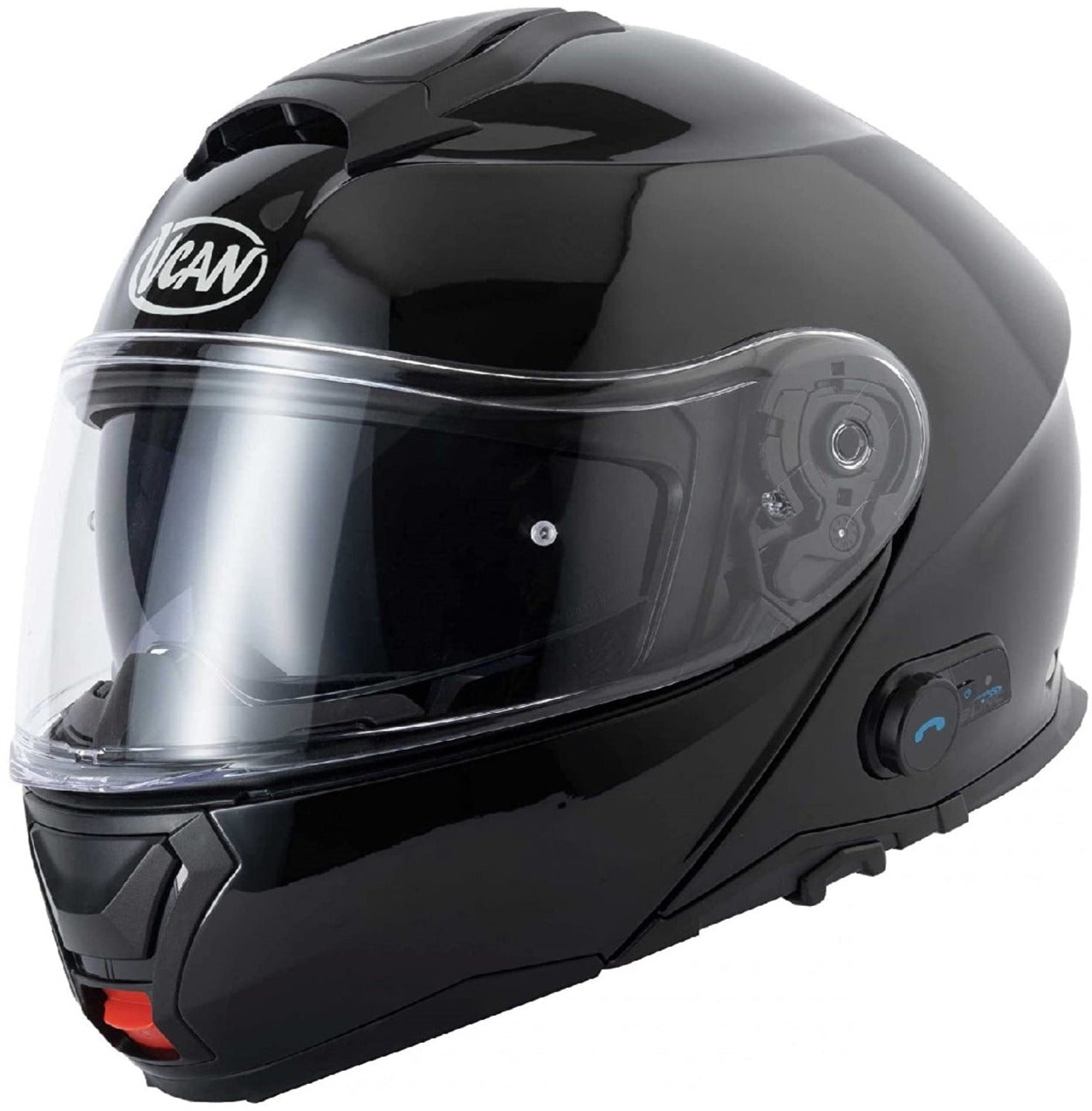 VCAN V272 FLIP UP BLUETOOTH HELMET & VISOR - GLOSS BLACK