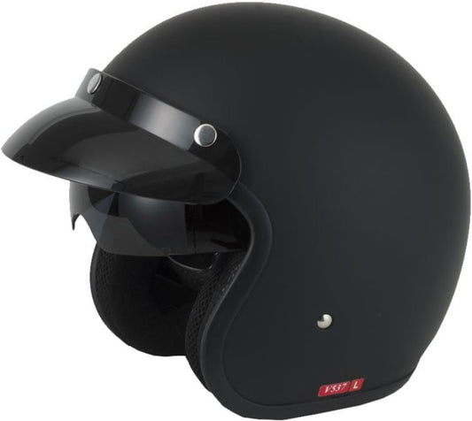 VCAN V537 OPEN FACE JET HELMET - MATT BLACK