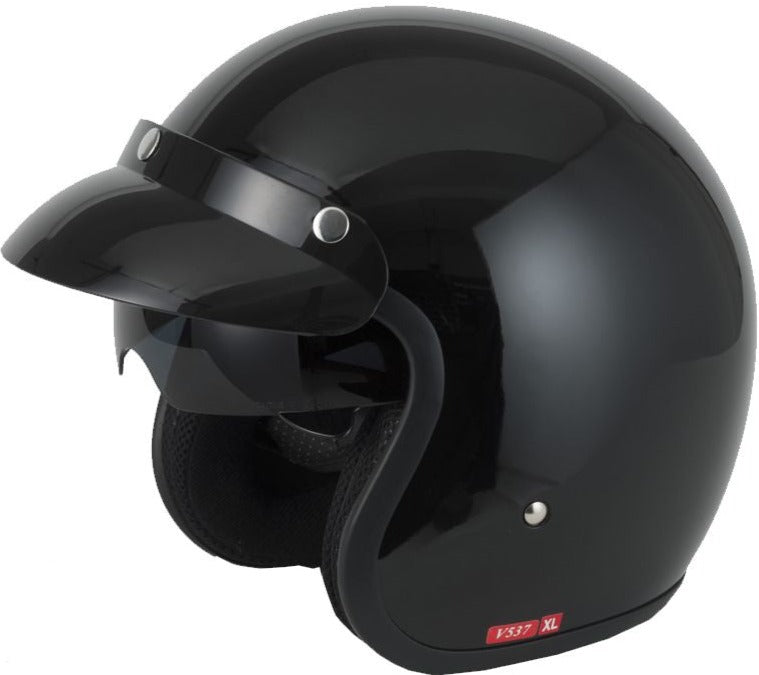VCAN V537 OPEN FACE JET HELMET - BLACK