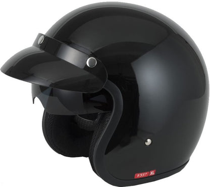 VCAN V537 OPEN FACE JET HELMET - BLACK