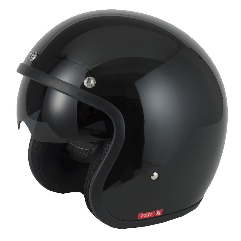 VCAN V537 OPEN FACE JET HELMET - BLACK