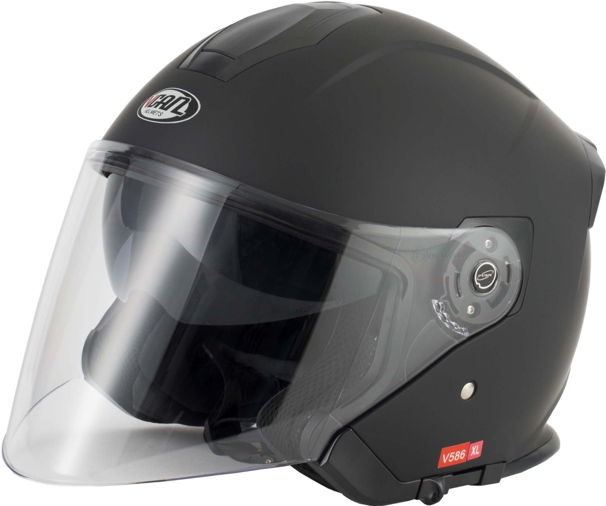 VCAN V586 OPEN FACE HELMET & SUNVISOR - MATT BLACK