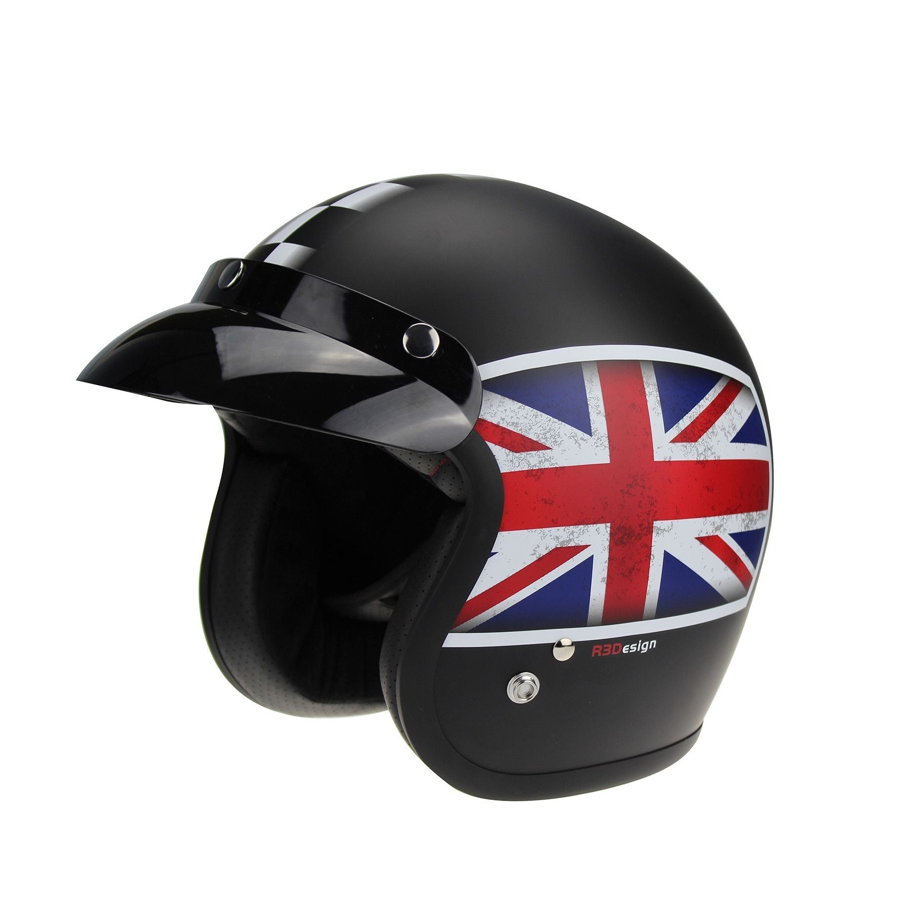 black and gray motorcycle helmet Viper Open Face Retro Jet Helmet Rs05 Union Jack Matt – Riderwear