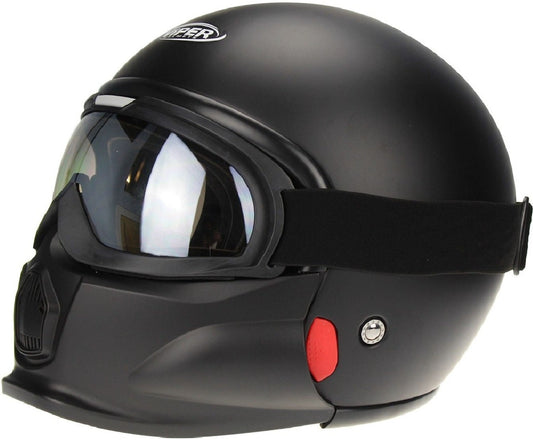 VIPER RS07 TROOPER JET HELMET & GOGGLE - MATT BLACK