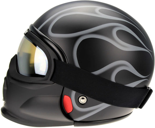 VIPER RS07 TROOPER JET HELMET - GOGGLE - FACEMASK - MATT FLAME