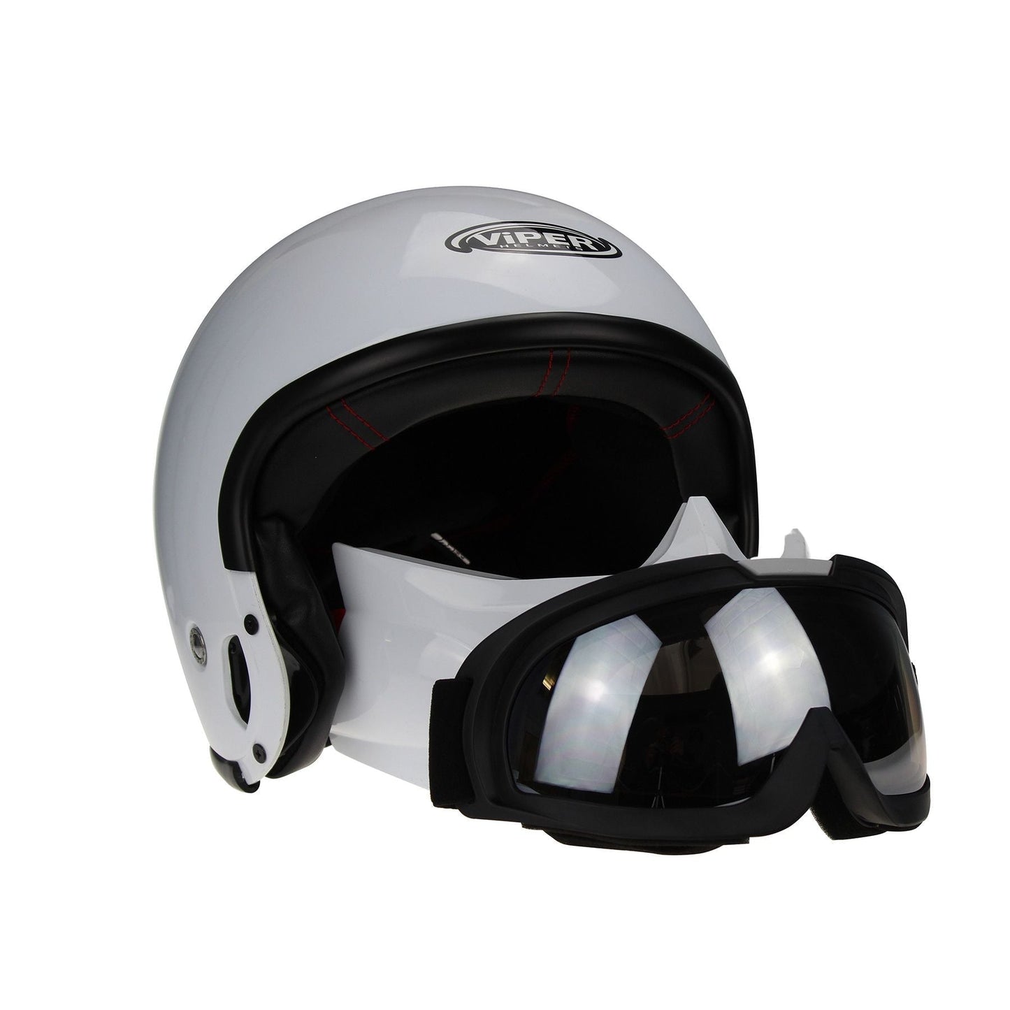 VIPER RS07 TROOPER JET HELMET & GOGGLE - WHITE