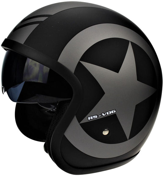 VIPER RSV06 OPEN FACE JET HELMET - STAR - MATT BLACK