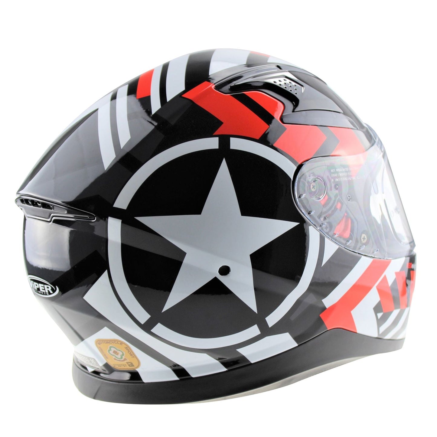 VIPER V95 FULL FACE RADAR HELMET, BLACK/RED
