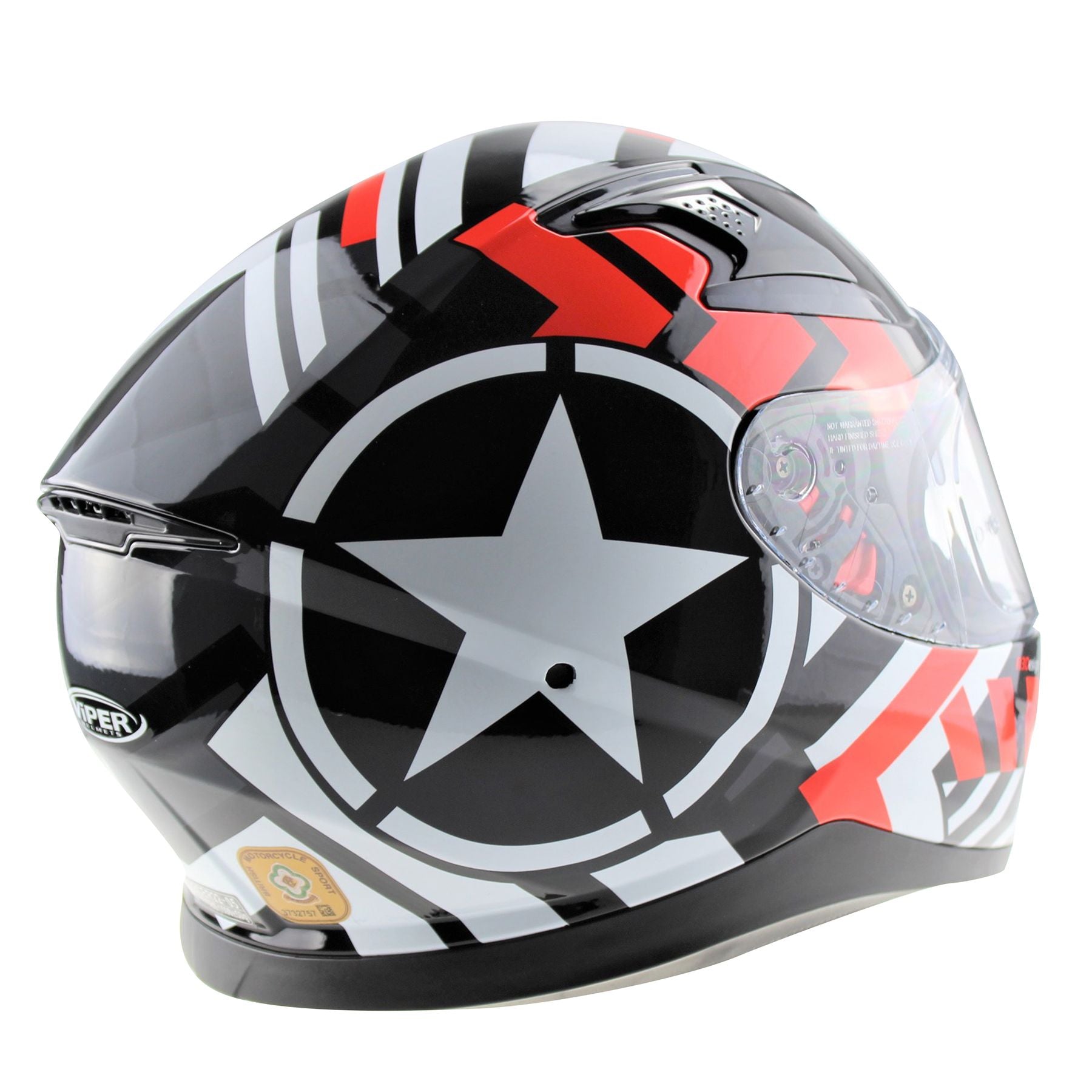 VIPER V95 FULL FACE RADAR HELMET, BLACK/RED