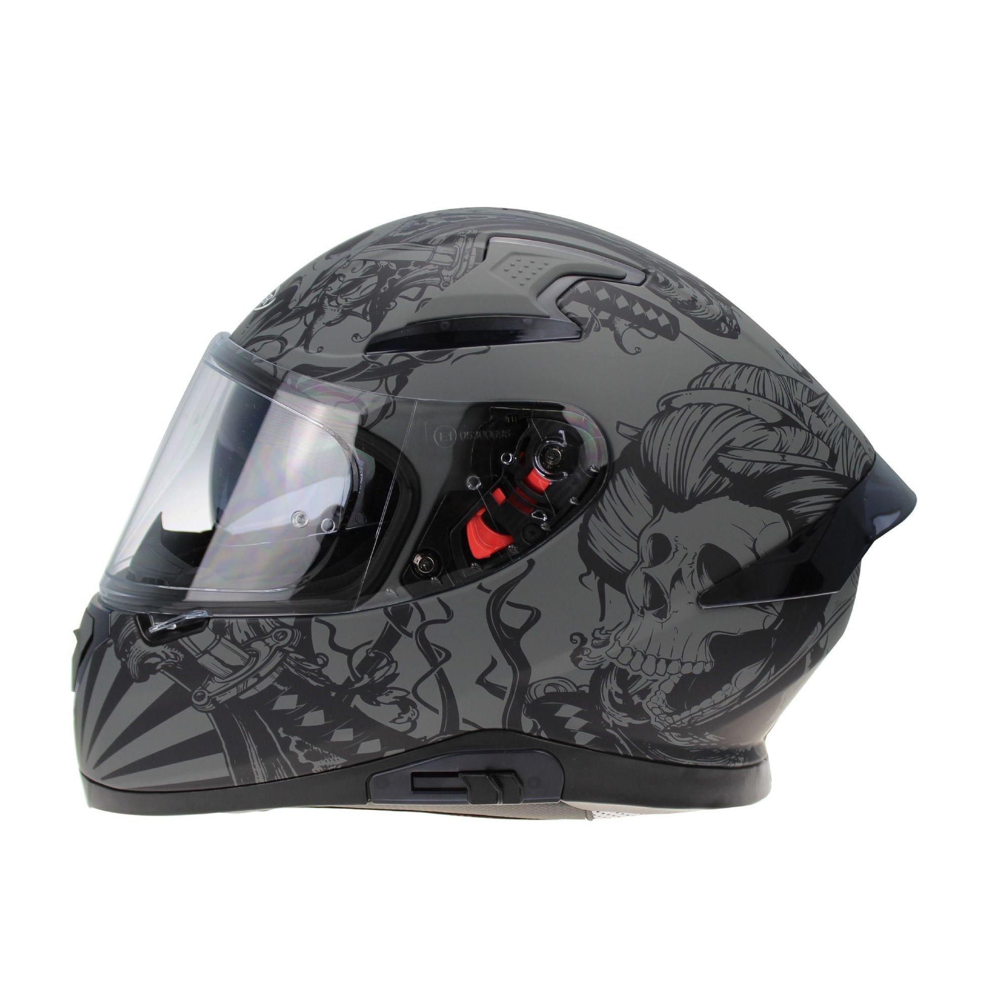 VIPER V95 FULL FACE HELMET-SKULL MATT GREY