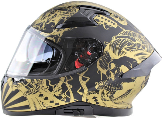 VIPER V95 FULL FACE SPORTS HELMET- SKULL GOLD