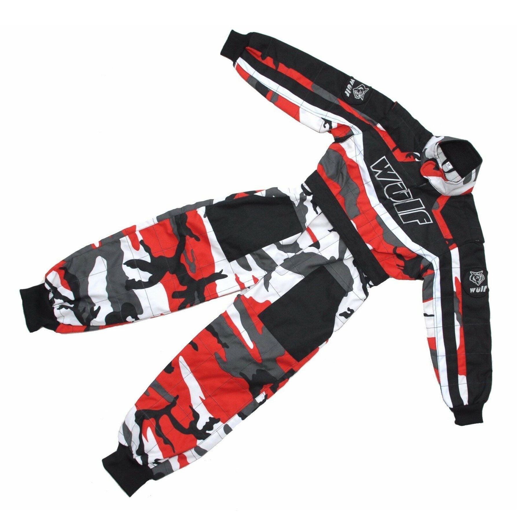 WULFSPORT KIDS MOTOCROSS KART SUIT - CAMO RED