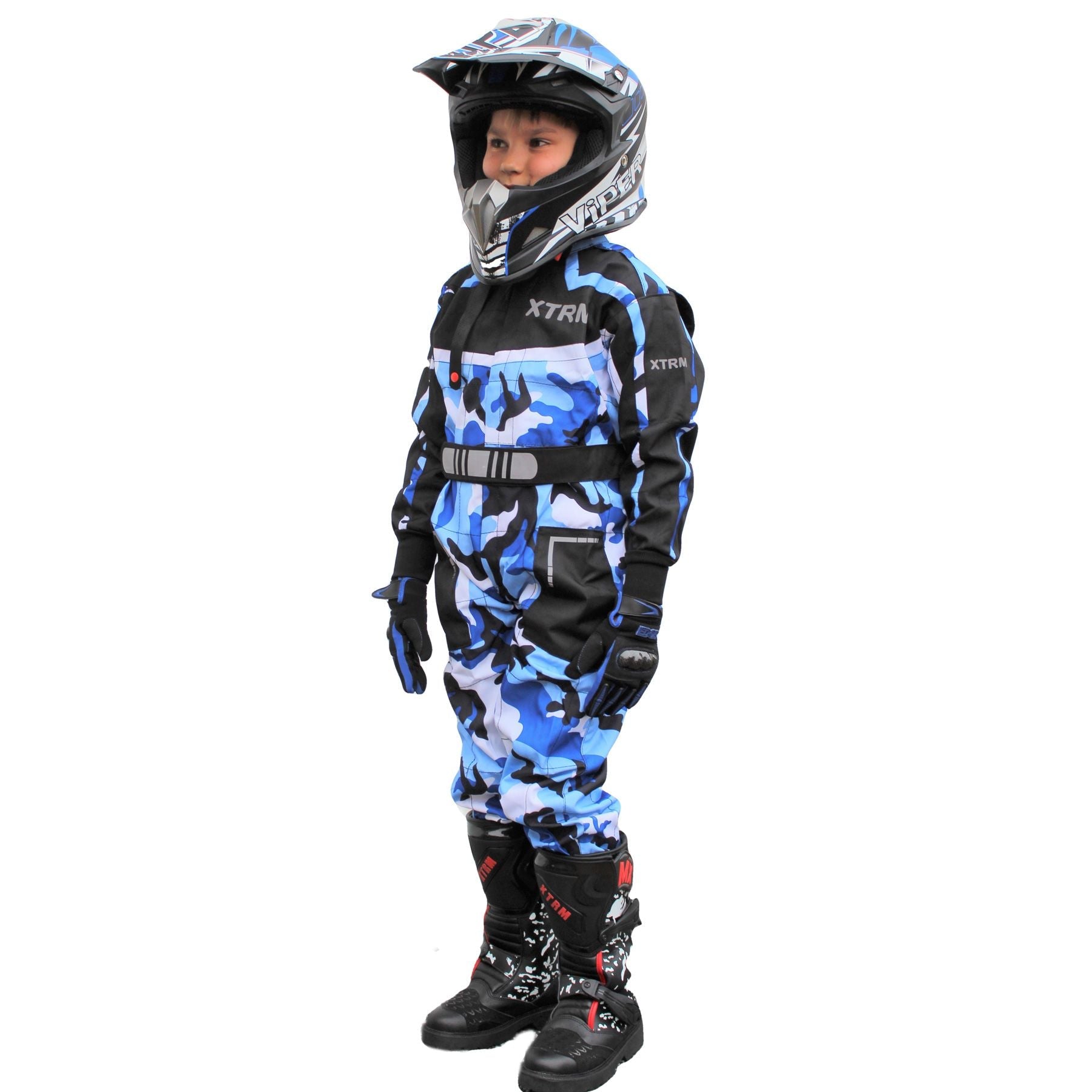 XTRM KIDS MOTOCROSS KART SUIT - CAMO BLUE