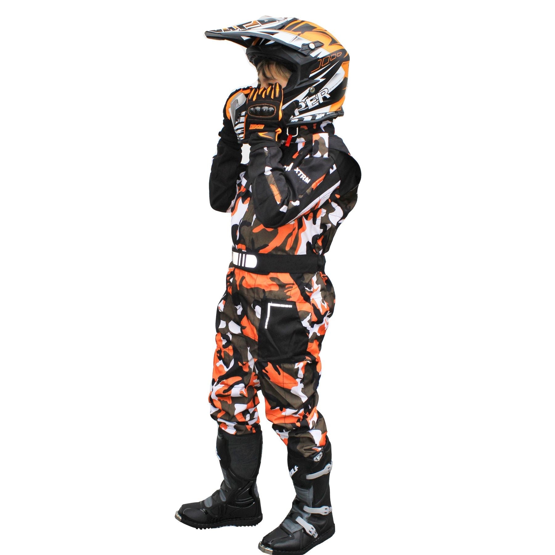 XTRM KIDS MOTOCROSS KART SUIT CAMO ORANGE