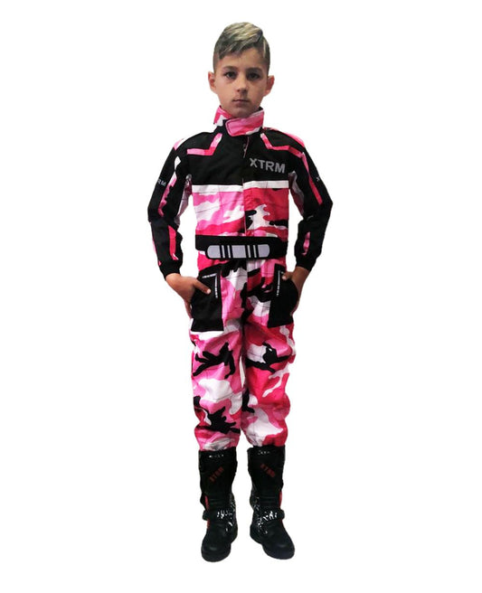 XTRM KIDS MOTOCROSS KART SUIT - CAMO PINK