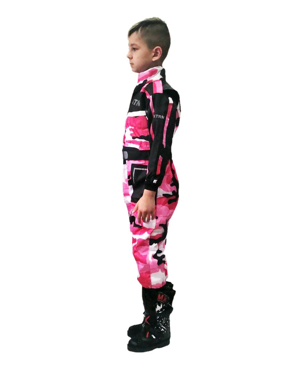 XTRM KIDS MOTOCROSS KART SUIT - CAMO PINK