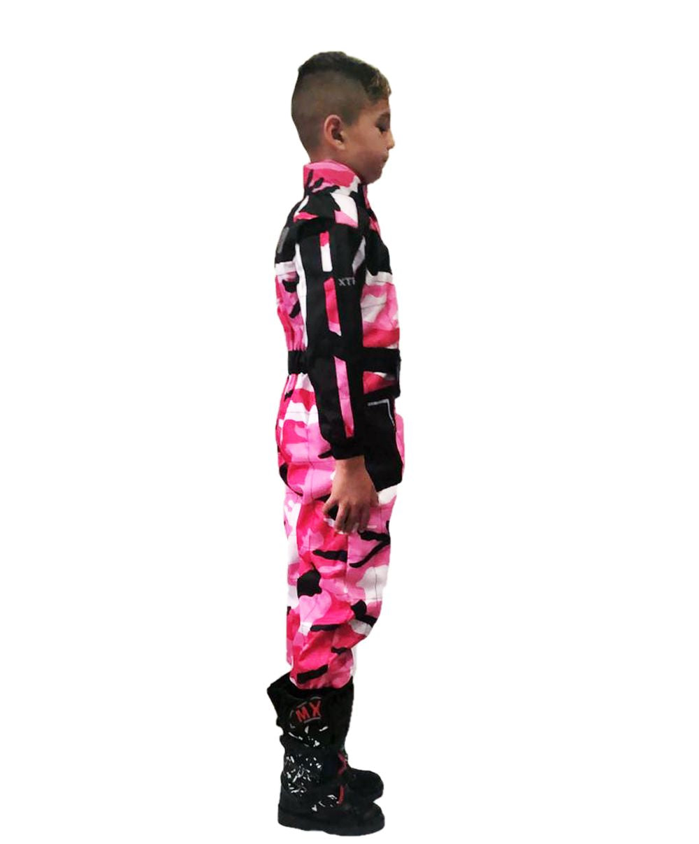 XTRM KIDS MOTOCROSS KART SUIT - CAMO PINK