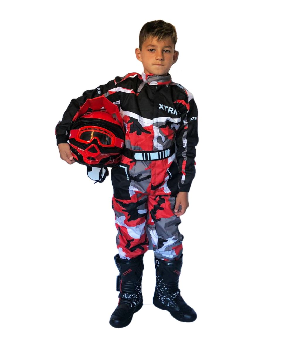 XTRM KIDS MOTOCROSS KART SUIT - CAMO RED