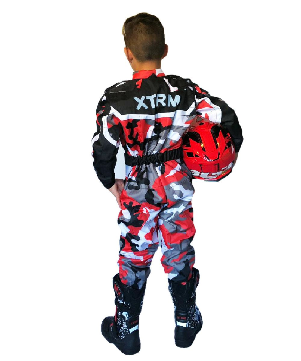 XTRM KIDS MOTOCROSS KART SUIT - CAMO RED